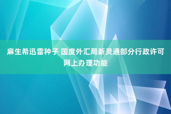 麻生希迅雷种子 国度外汇局新灵通部分行政许可网上办理功能