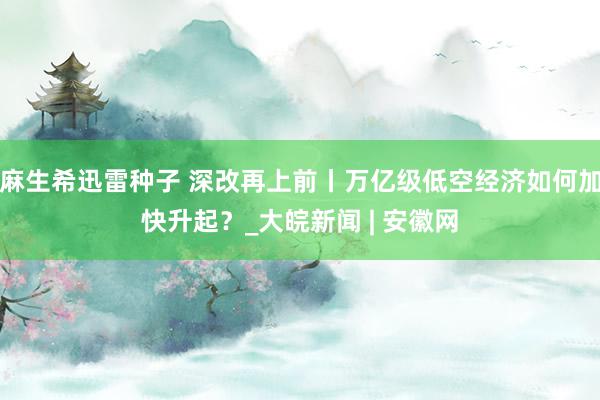 麻生希迅雷种子 深改再上前丨万亿级低空经济如何加快升起？_大皖新闻 | 安徽网