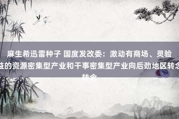 麻生希迅雷种子 国度发改委：激动有商场、灵验益的资源密集型产业和干事密集型产业向后劲地区转念