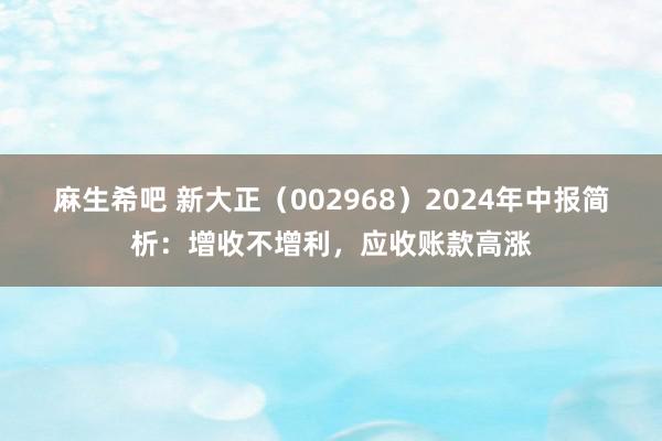 麻生希吧 新大正（002968）2024年中报简析：增收不增利，应收账款高涨