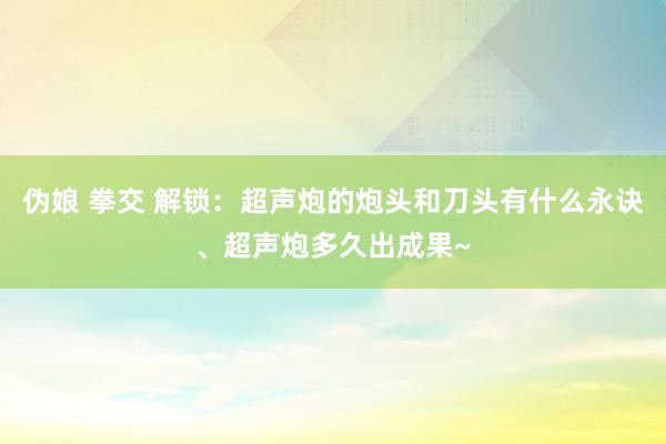 伪娘 拳交 解锁：超声炮的炮头和刀头有什么永诀、超声炮多久出成果~