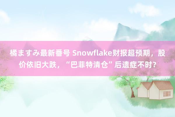 橘ますみ最新番号 Snowflake财报超预期，股价依旧大跌，“巴菲特清仓”后遗症不时？