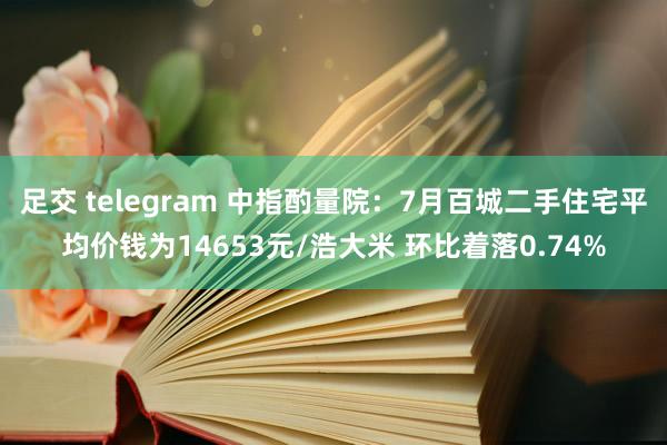 足交 telegram 中指酌量院：7月百城二手住宅平均价钱为14653元/浩大米 环比着落0.74%