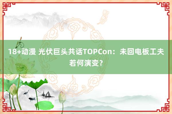 18+动漫 光伏巨头共话TOPCon：未回电板工夫若何演变？