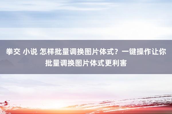 拳交 小说 怎样批量调换图片体式？一键操作让你批量调换图片体式更利害