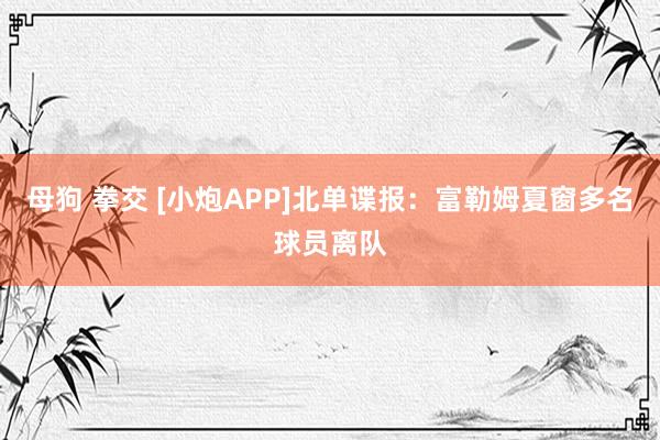 母狗 拳交 [小炮APP]北单谍报：富勒姆夏窗多名球员离队